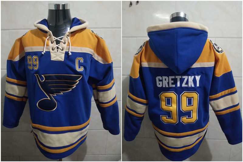 Blues 99 Wayne Gretzky Blue All Stitched Pullover Hoodie,We sell and wholesale Blues 99 Wayne Gretzky Blue All Stitched Pullover Hoodie on line form chian!